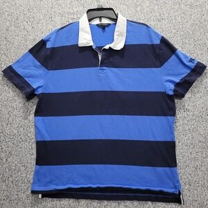 Banana Republic Mens Blue Navy Stripe Rugby Polo Shirt Size‎ Large